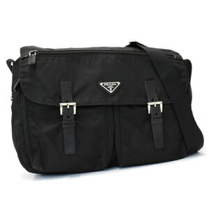 Prada Shoulder Bag Messenger Triangle Plat Logo Black